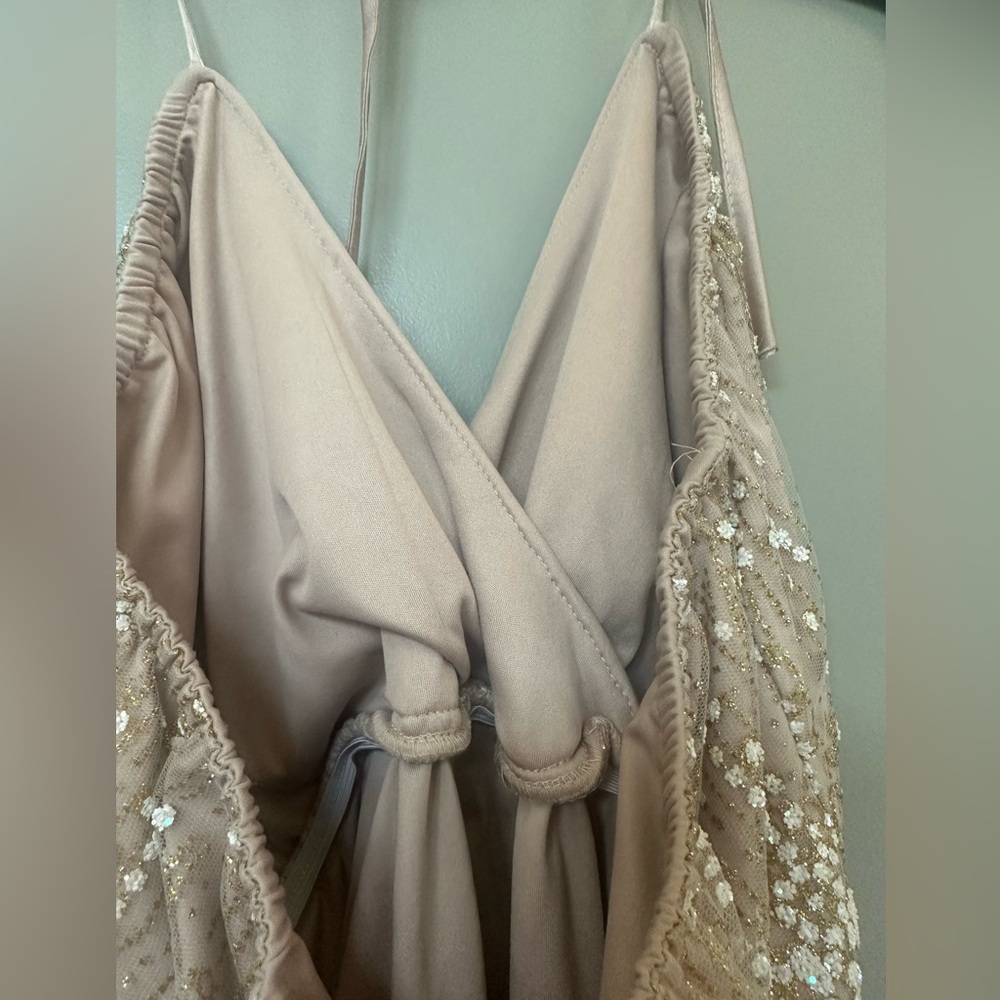 Hello Molly Blush Sequin Wrap Romper - Picture 2 of 5